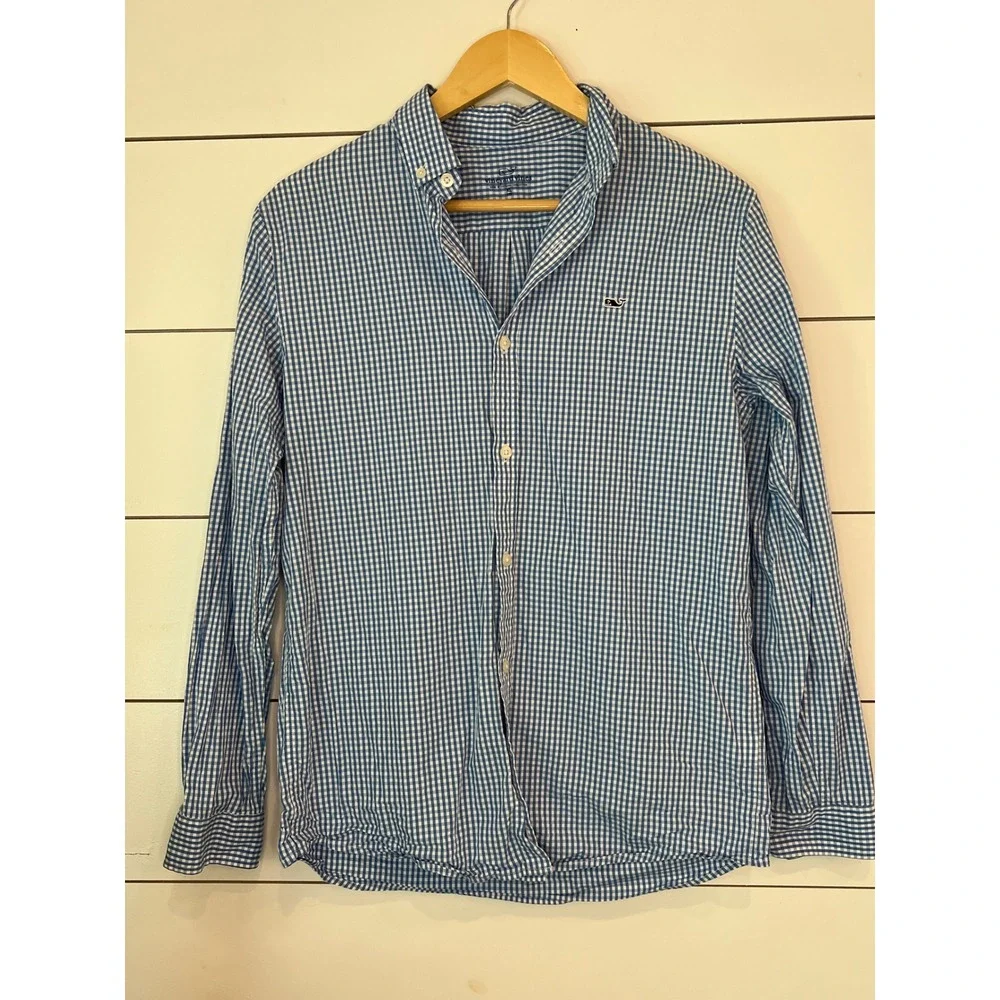 Vineyard Vines Boys XL/18 Gingham Button Down Shirt Long Sleeve Cotton preppy